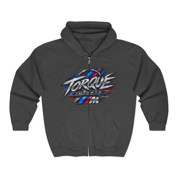 Torque Racing Zip Hoodie in Dark Heather